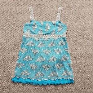 Teal lace babydoll top